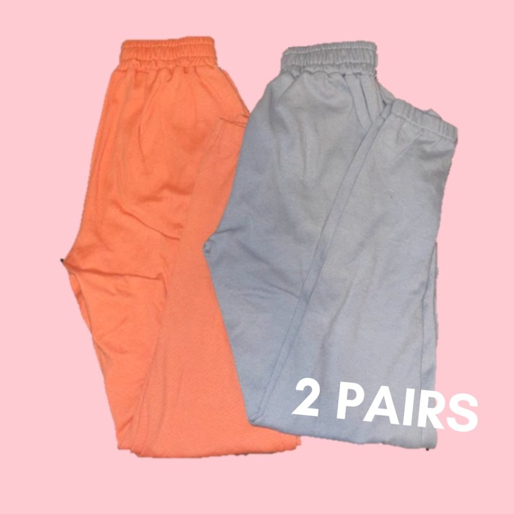 2 Pairs of Sweatpants- Creamsicle and Powder Blue